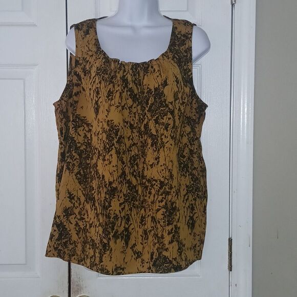 Simply Vera Vera Wang golden brown and black sleeveless blouse Sz XL NWOT - Picture 1 of 7